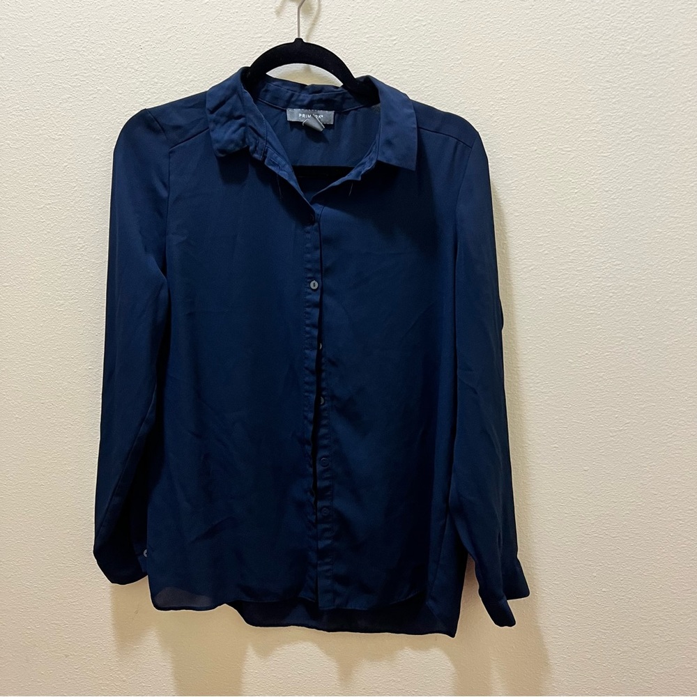 Navy Blue Button Down Blouse
